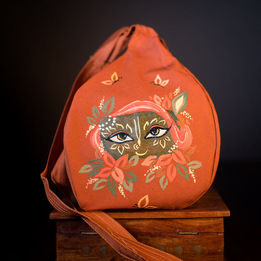 Handpainted Beadbag - Giridhari Orange