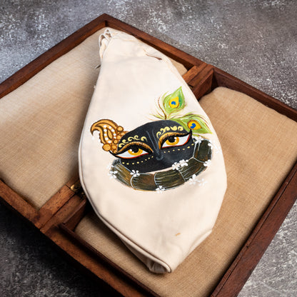 Hand-Painted Japa Mala Beadbag - Black Giri