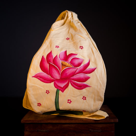 Handpainted Beadbag - Lotus Cream