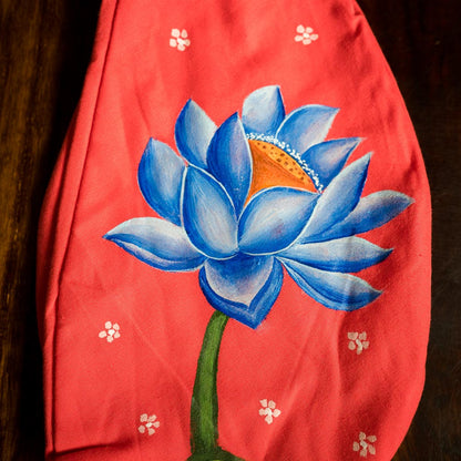 Handpainted Beadbag - Lotusflower Red