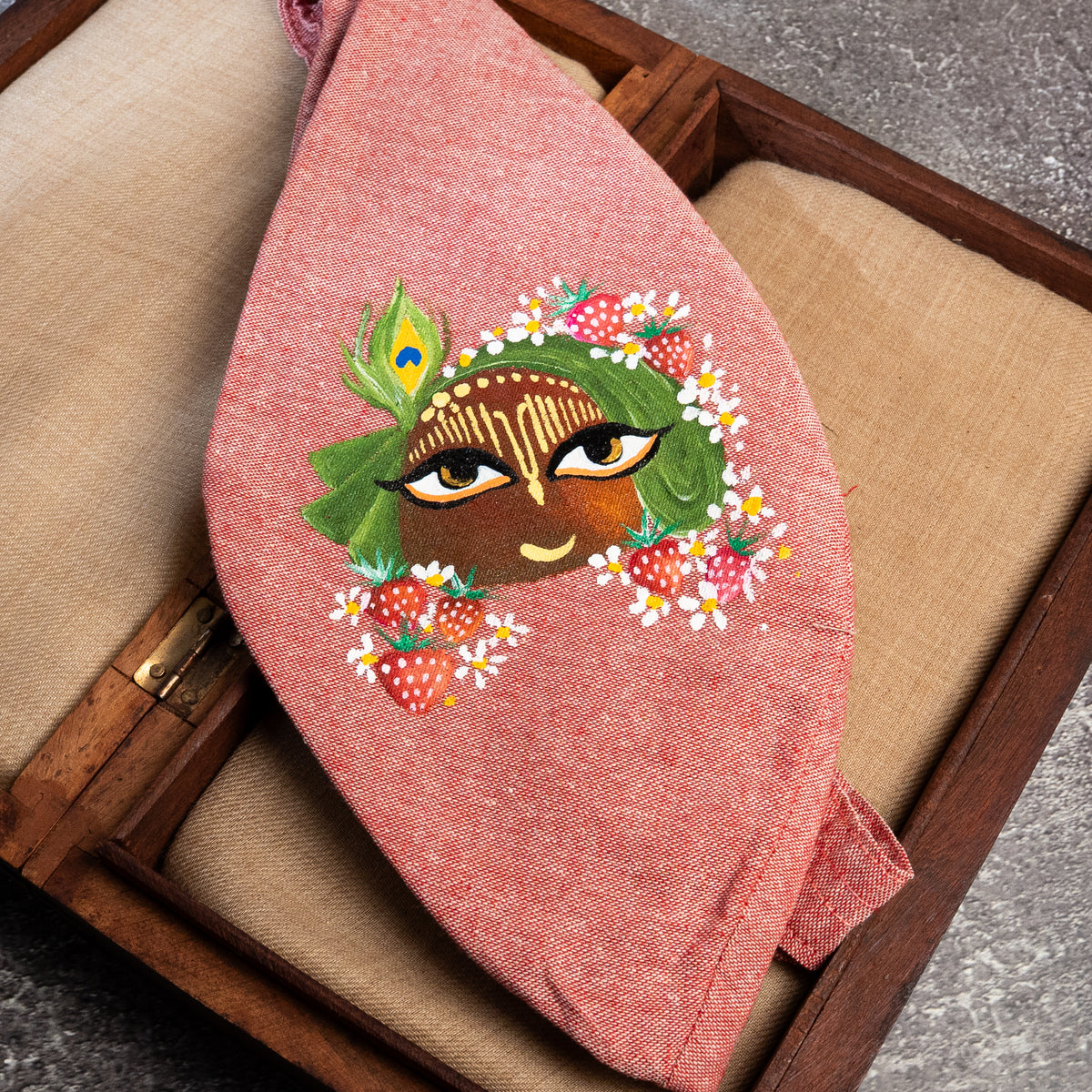 Hand-Painted Japa Mala Beadbag - Giriraja Strawberry