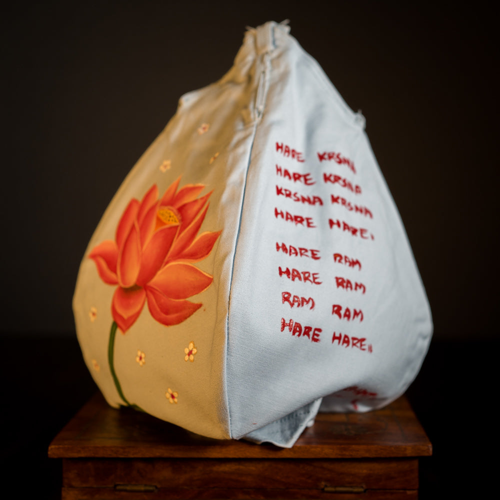 Handpainted Beadbag - Lotus Blue