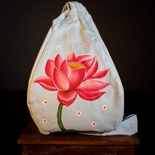 Handpainted Beadbag - Lotus Blue