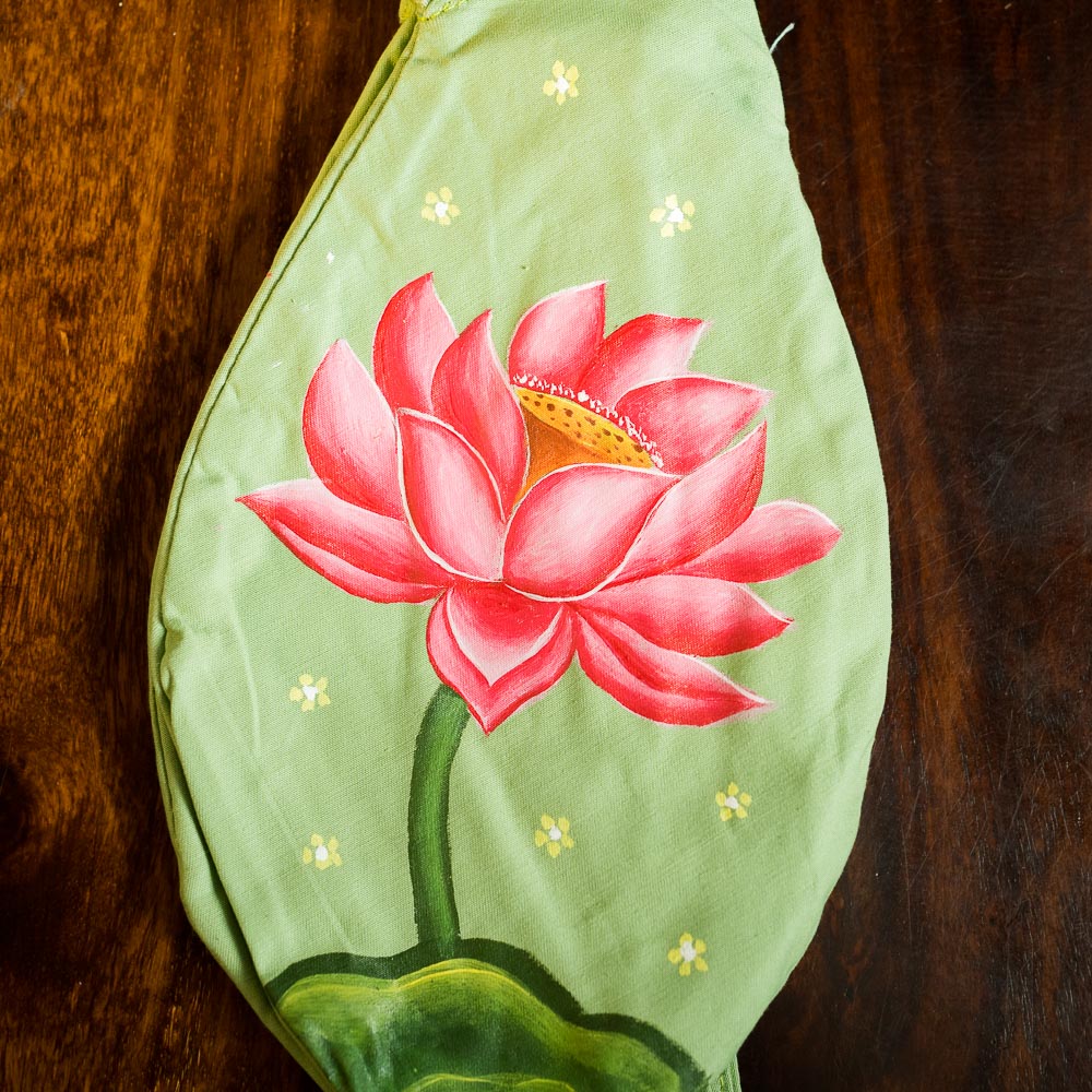 Handpainted Beadbag - Lotus Green