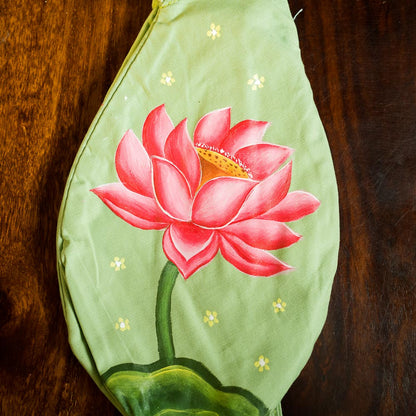 Handpainted Beadbag - Lotus Green