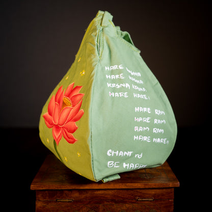 Handpainted Beadbag - Lotus Green