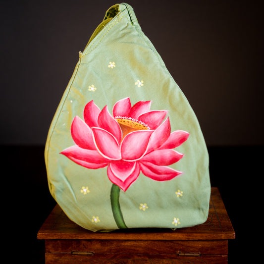 Handpainted Beadbag - Lotus Green