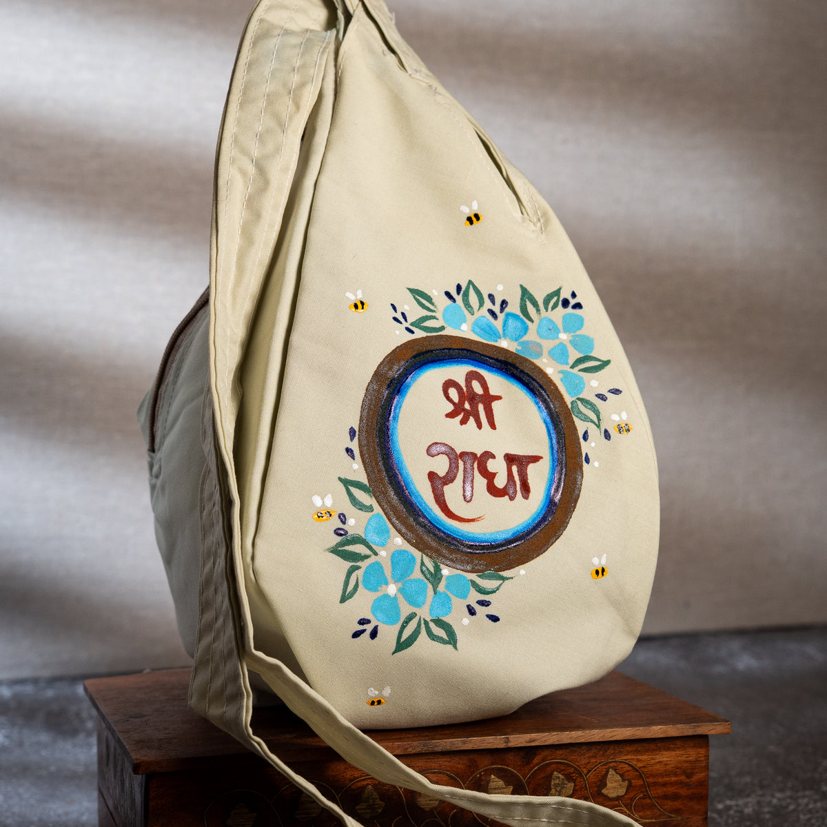 Hand-Painted Japa Mala Beadbag - Jay Sri Krishna