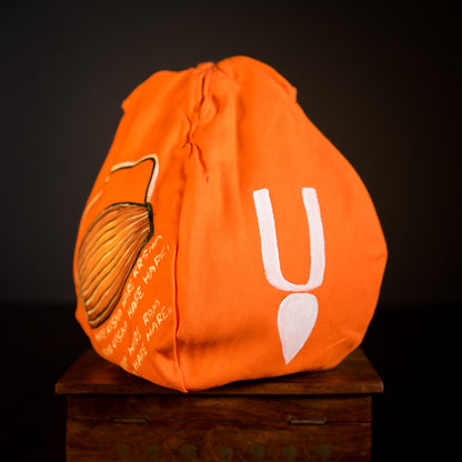 Handpainted Beadbag - Orange Mridanga