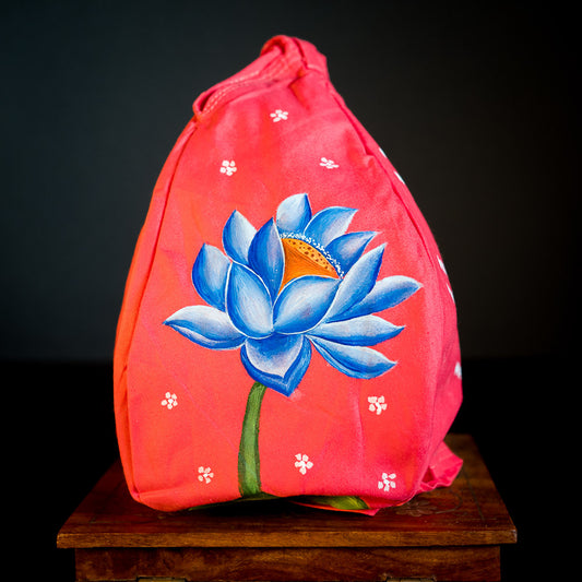 Handpainted Beadbag - Lotusflower Red