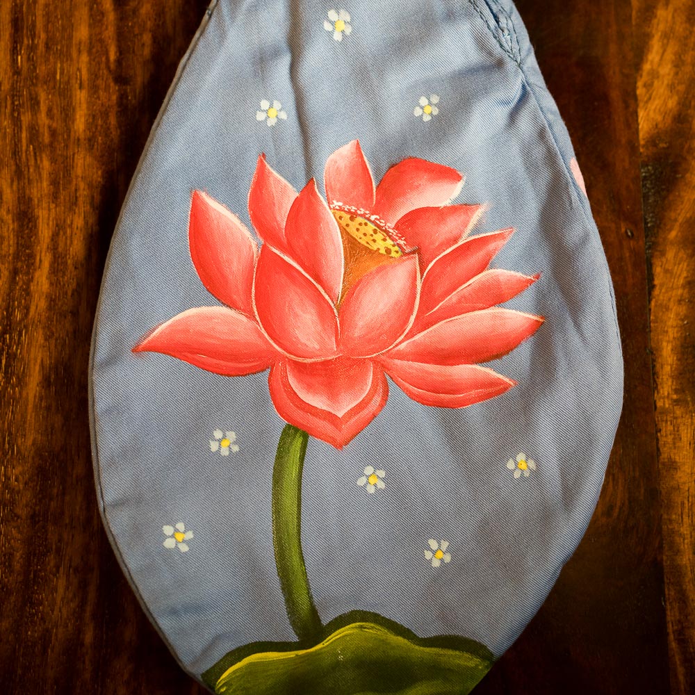 Handpainted Beadbag - Lotus Blue