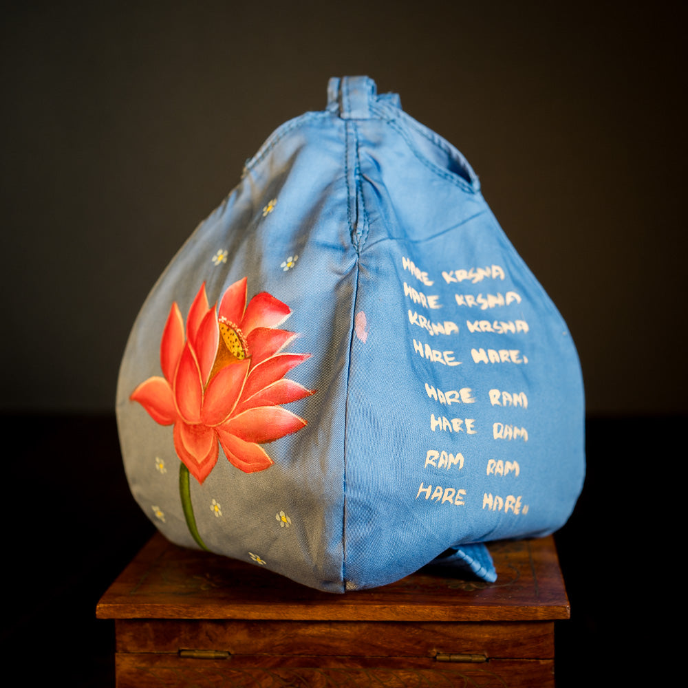 Handpainted Beadbag - Lotus Blue