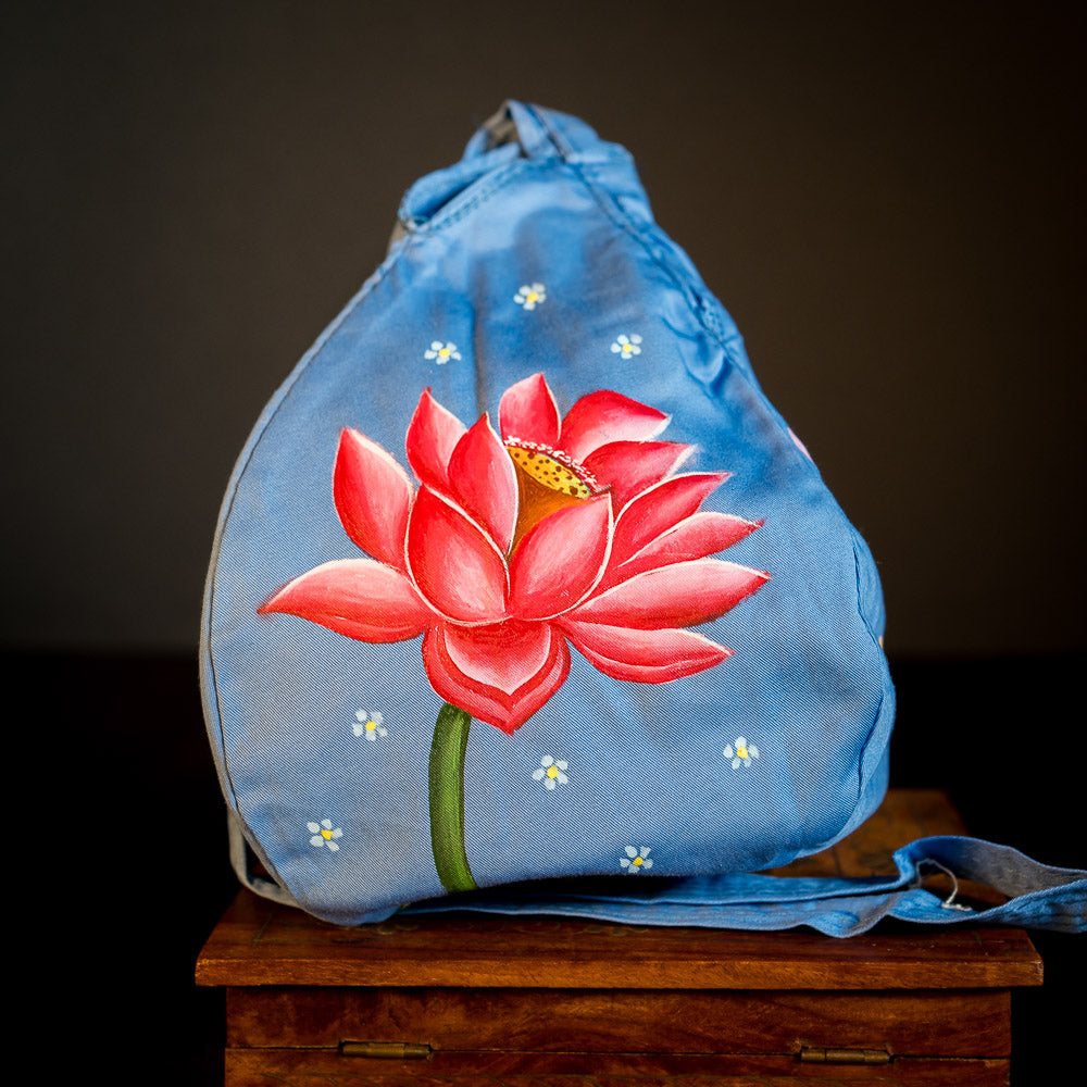 Handpainted Beadbag - Lotus Blue