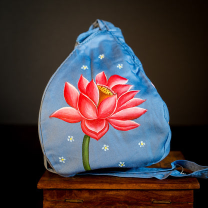 Handpainted Beadbag - Lotus Blue