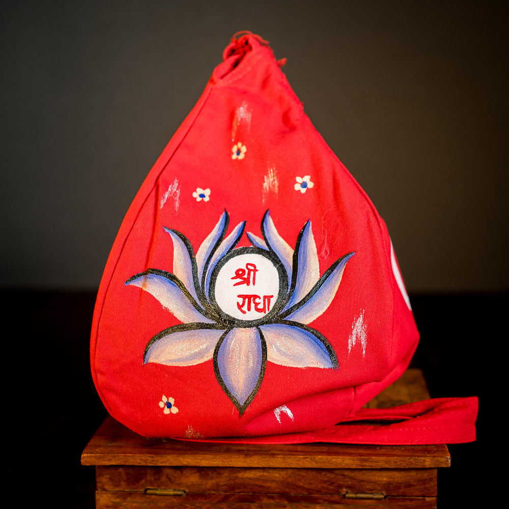 Handpainted Beadbag - Lotus Shri Radhe