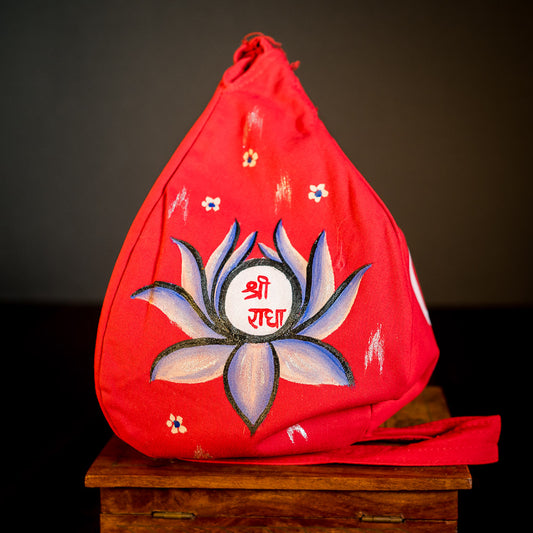 Handpainted Beadbag - Lotus Shri Radhe