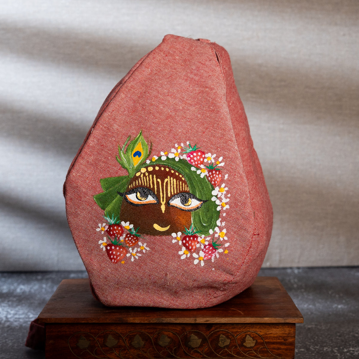 Hand-Painted Japa Mala Beadbag - Giriraja Strawberry
