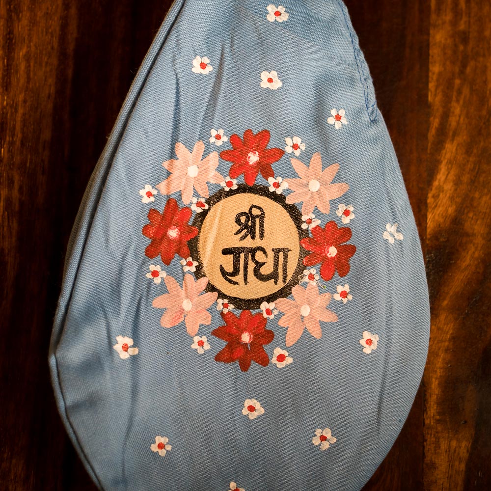 Handpainted Beadbag - Radhe Shyam Blue