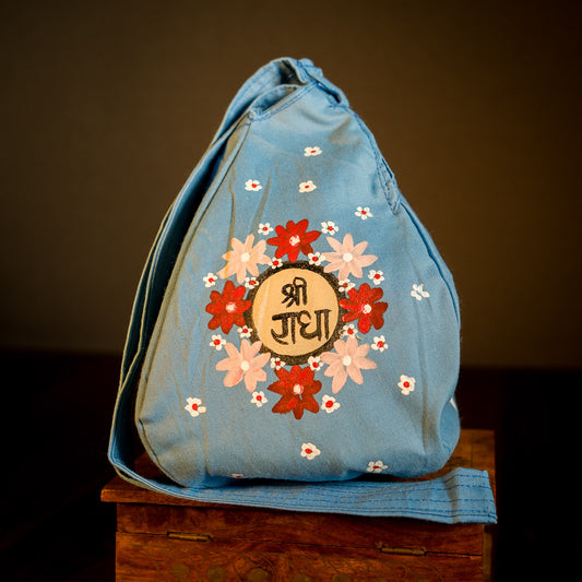 Handpainted Beadbag - Radhe Shyam Blue