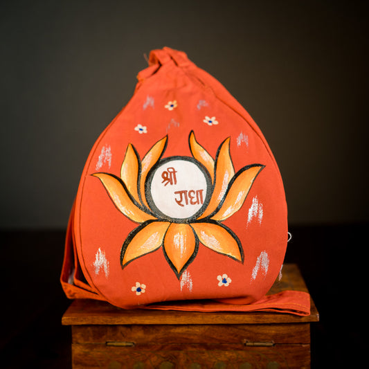 Handpainted Beadbag - Lotus Orange