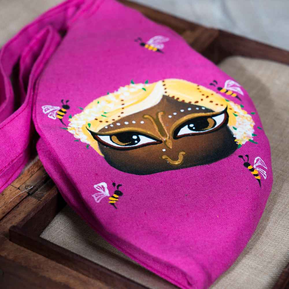 Hand-painted Beadbag - Giri Pink with Bees (Copy)