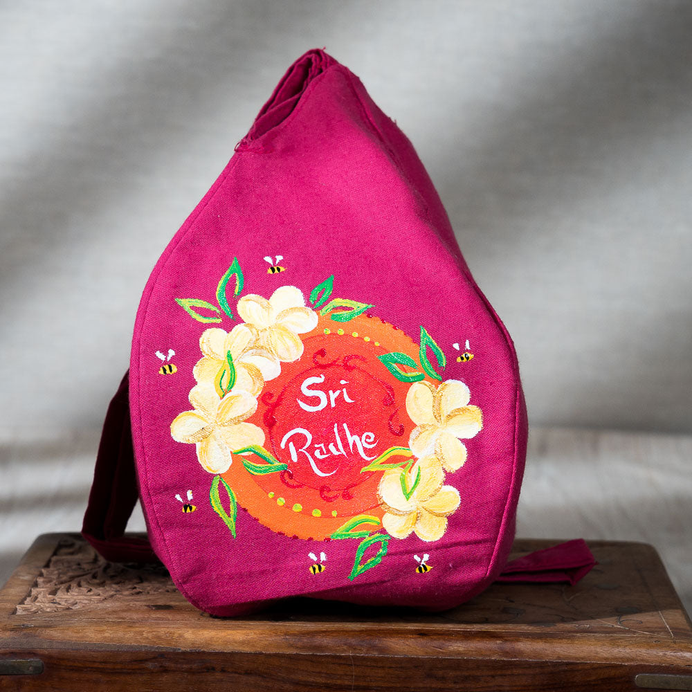 Hand-painted Beadbag - Sri Radhe Jampa