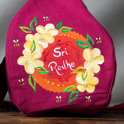 Hand-painted Beadbag - Sri Radhe Jampa