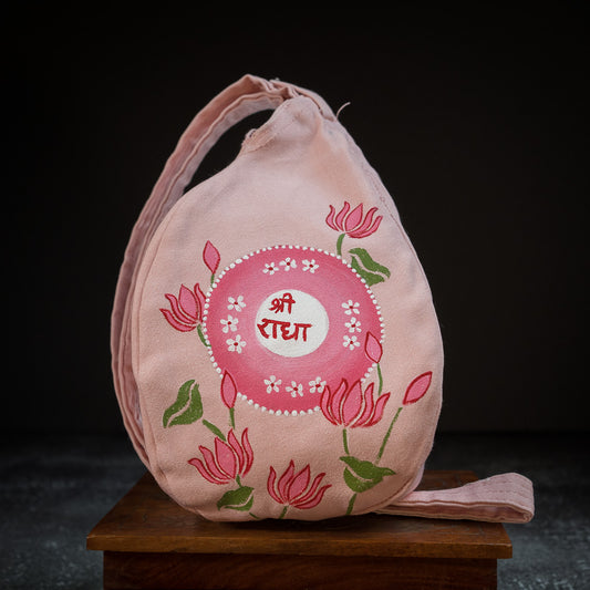 Handpainted Beadbag - Radha Pink Lotus