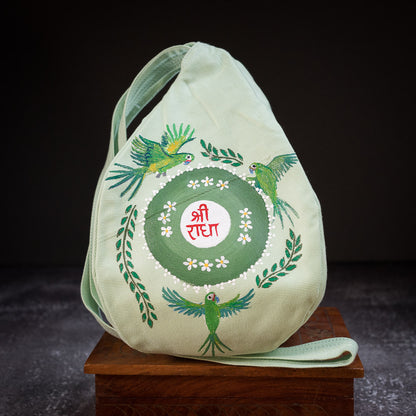 Handpainted Beadbag - Radha Parrot