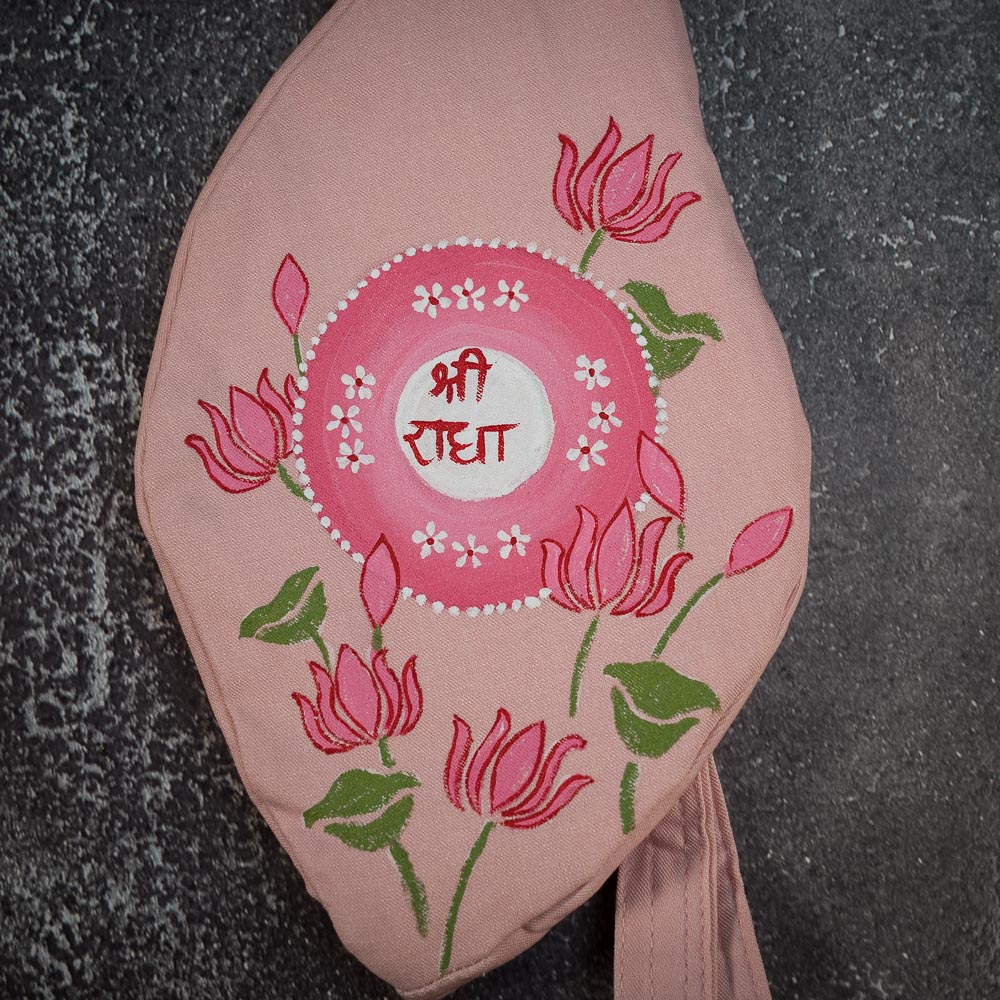 Handpainted Beadbag - Radha Pink Lotus