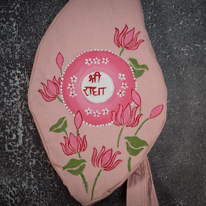 Handpainted Beadbag - Radha Pink Lotus