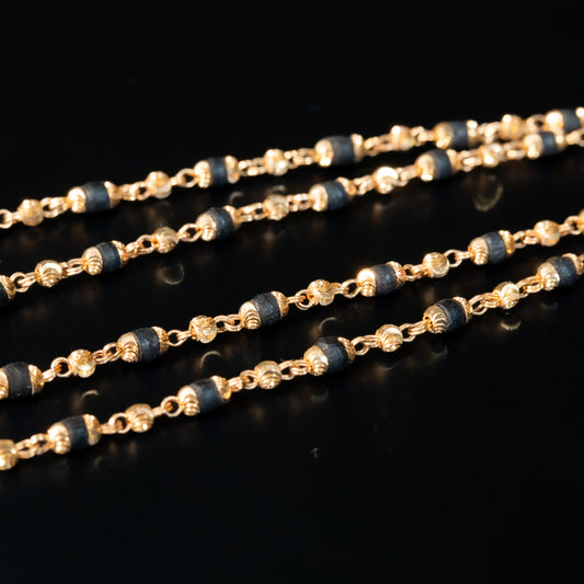 22K Gold Tulasi Necklace, 17 Inch