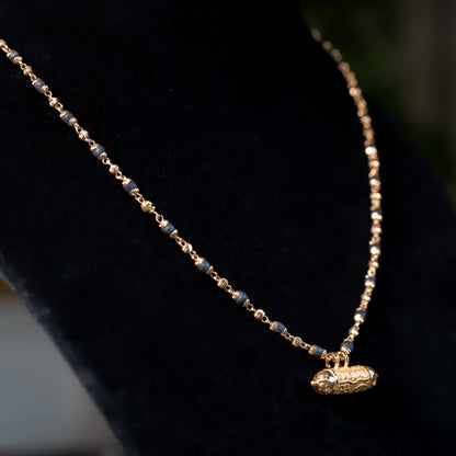 22K Gold Tulasi Necklace, 17 Inch with Narasimha Kavacha