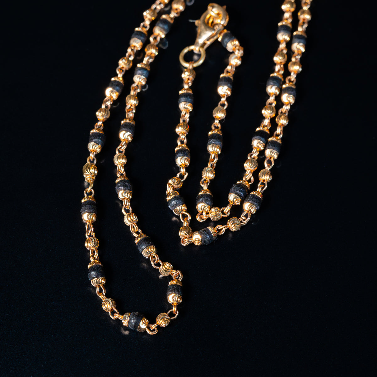 22K Gold Tulasi Necklace, 17 Inch