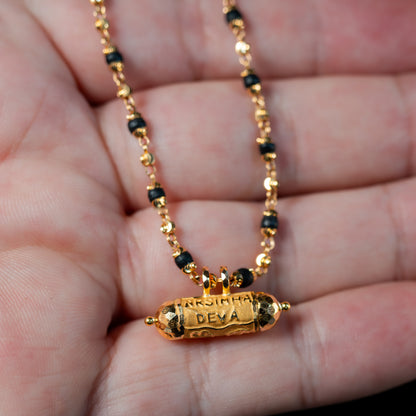 22K Gold Tulasi Necklace, 17 Inch with Narasimha Kavacha