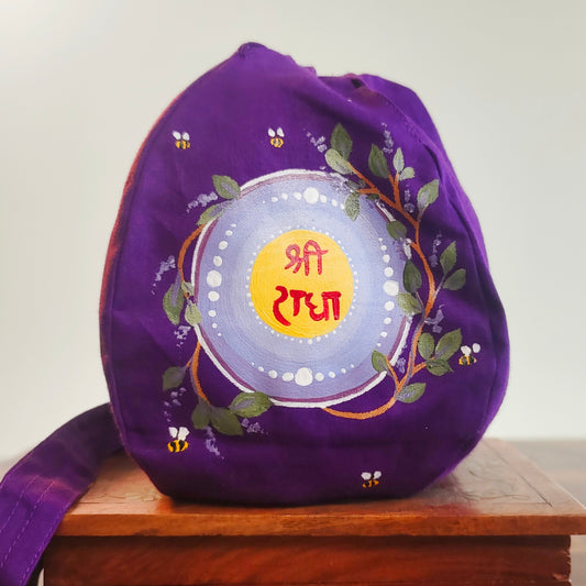 Handpainted Beadbag - Sri Radha Purple