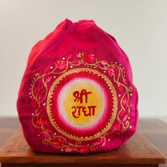 Handpainted Beadbag - Sri Radha pink