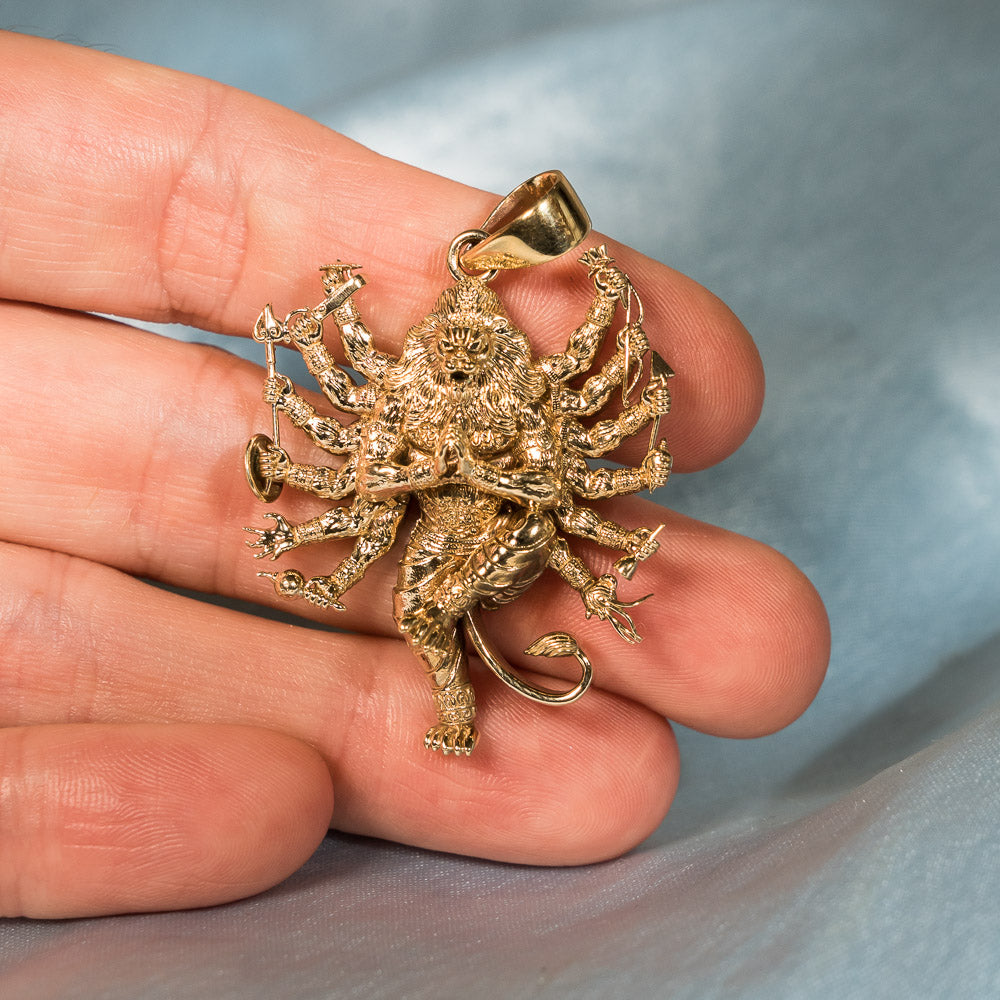 Multi-Armed Narasimha Pendant - Panchaloha