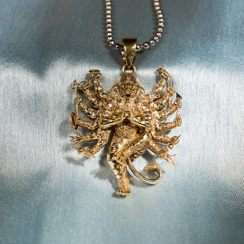 Multi-Armed Narasimha Pendant - Panchaloha