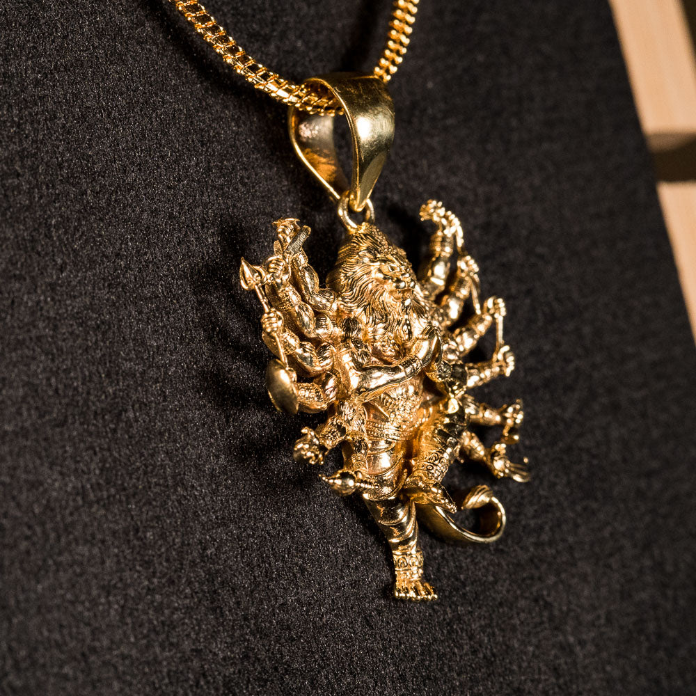 Multi-Armed Narasimha Pendant - Panchaloha