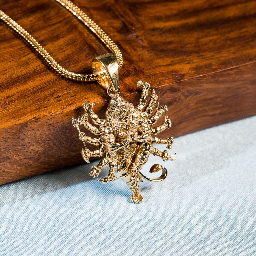 Multi-Armed Narasimha Pendant - Panchaloha