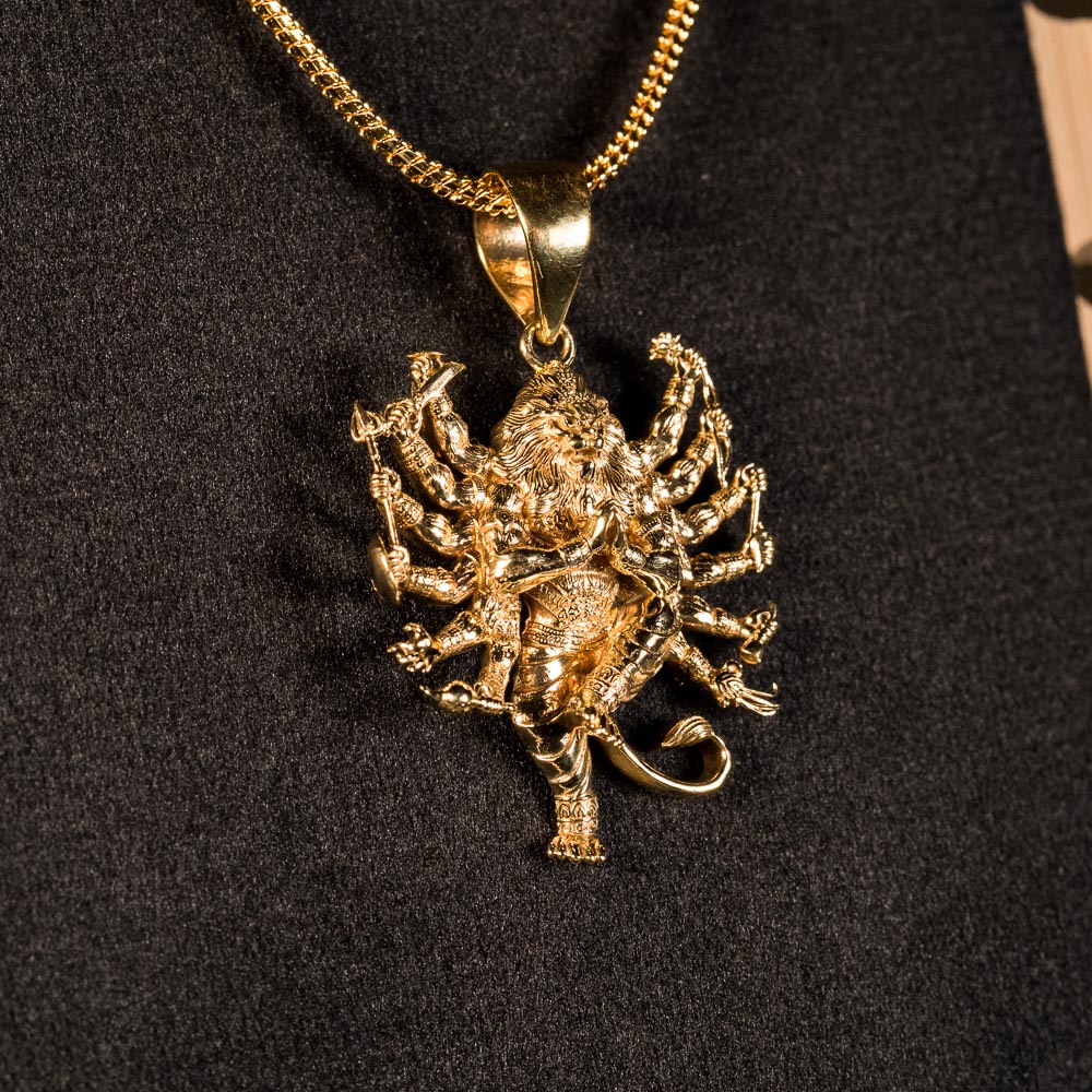 Multi-Armed Narasimha Pendant - Panchaloha