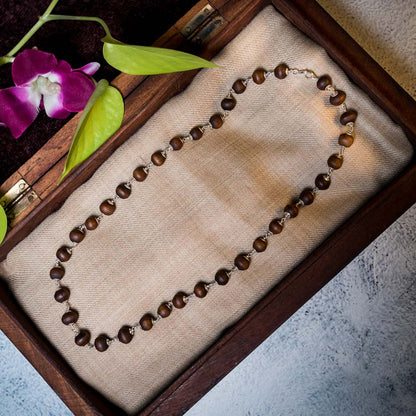 Silver Tulsi Kunti Mala round brown #S100
