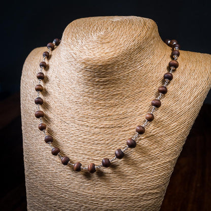 Silver Tulsi Kunti Mala round brown #S100