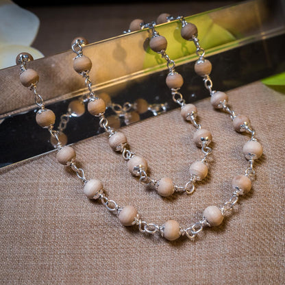 Silver Tulsi Kunti Mala round white #S103
