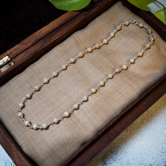 Silver Tulsi Kunti Mala round white #S103