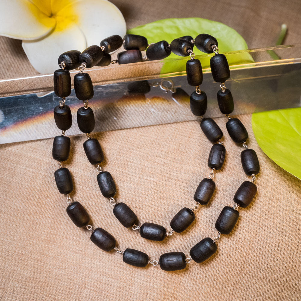 Silver Tulsi Kunti Mala barrel black #S104