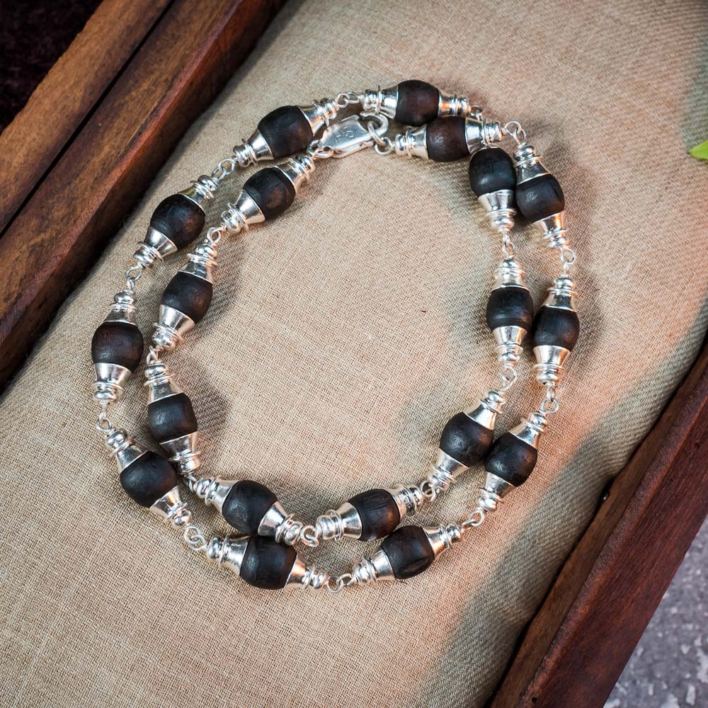 Silver Tulsi Kunti Mala Kalash #S117