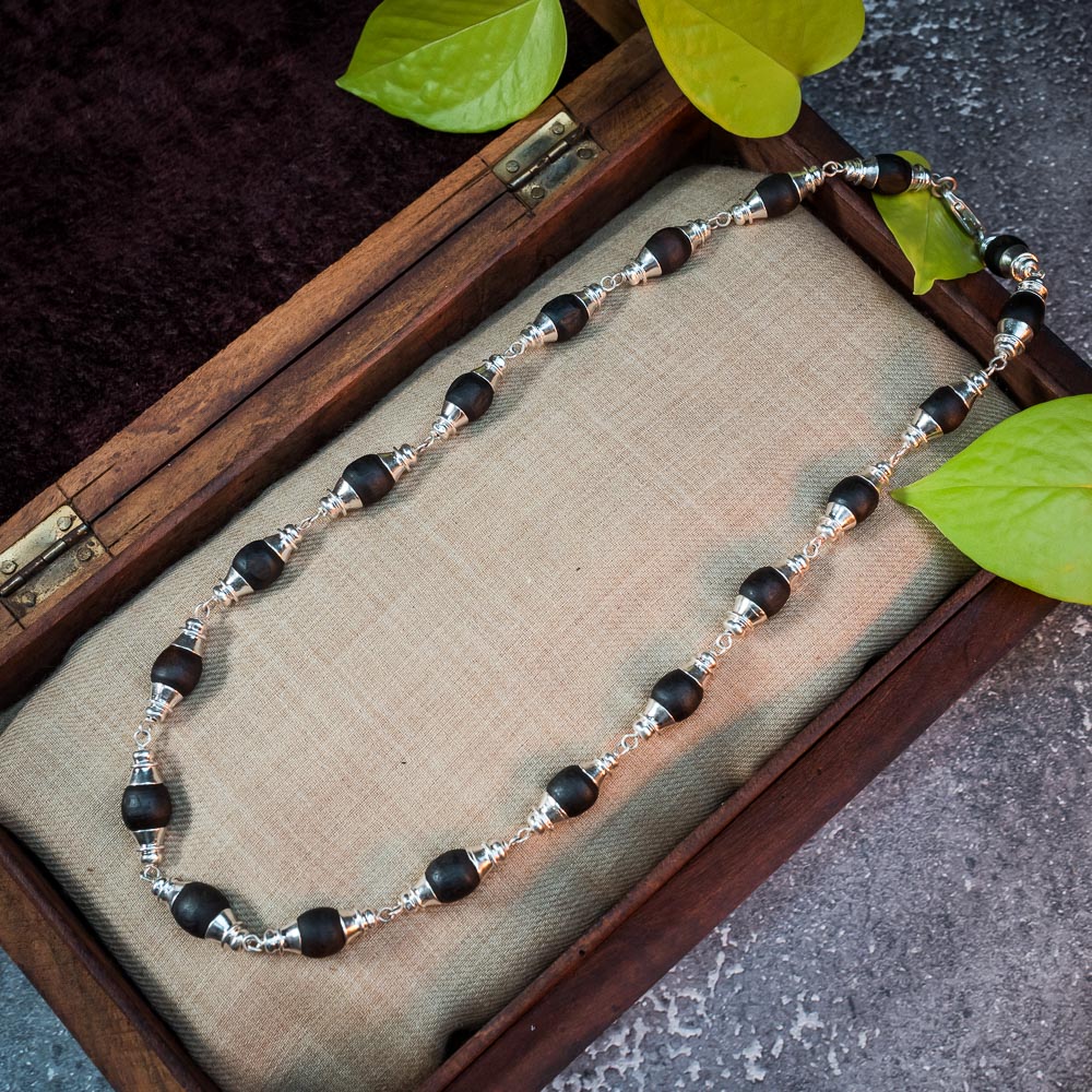 Silver Tulsi Kunti Mala Kalash #S117