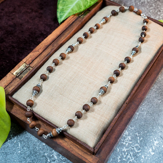 Silver Tulsi Kunti Mala Fancy Kailash  #S121 - I Love Mayapur